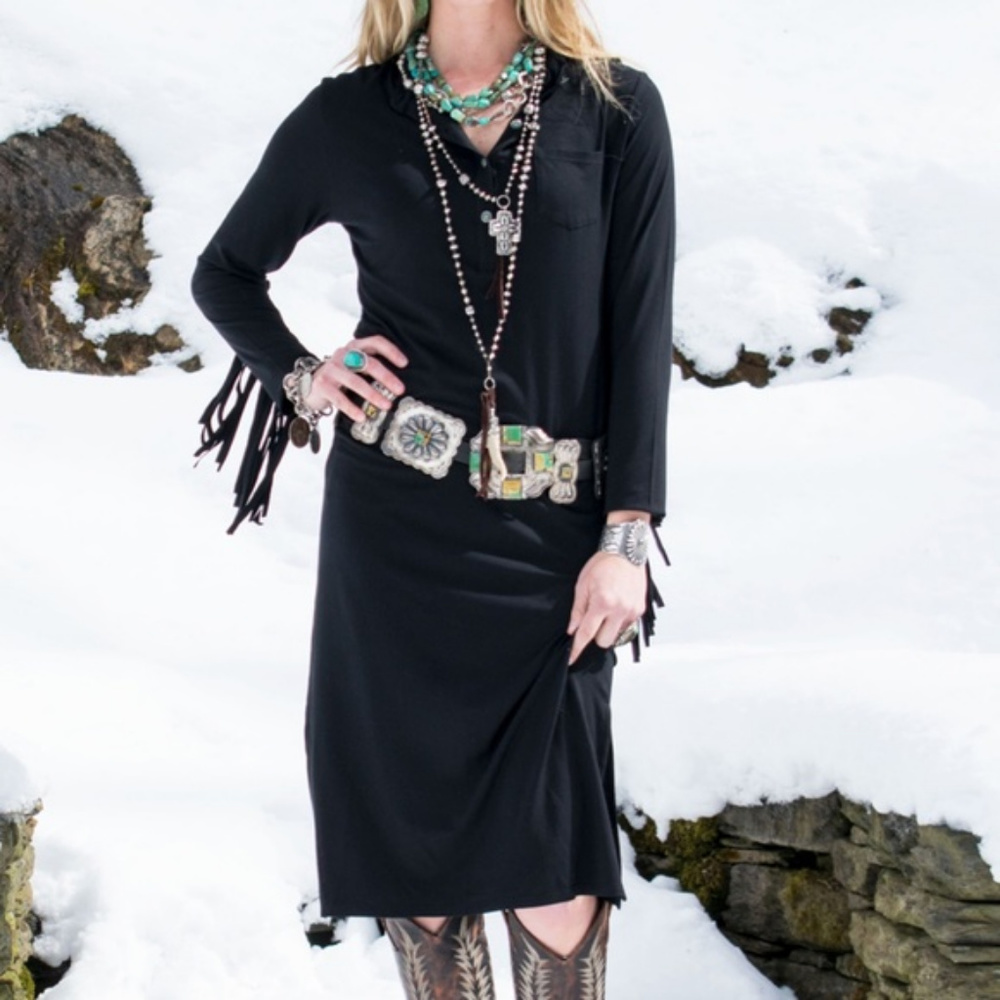Tasha Polizzi Goddess Western Fringe Midi Dress